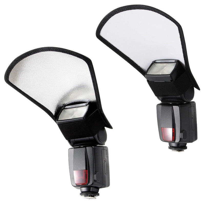 waka Flash Diffuser Reflector Kit - Bend Bounce Flash Diffuser+ Silver/White Reflector for Speedlight, Universal Mount for Canon, Nikon, etc.