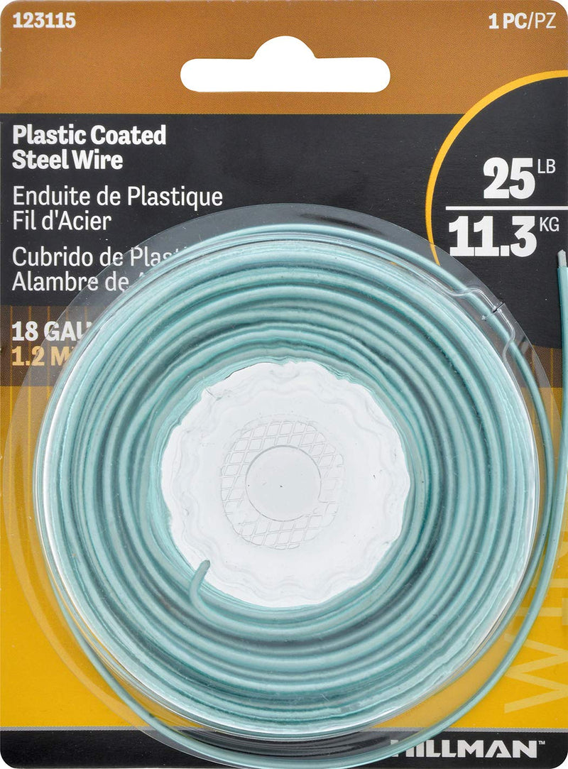 The Hillman Group 123115 18 Plastic Coated Wire, 1-Pack,Teal Plastic