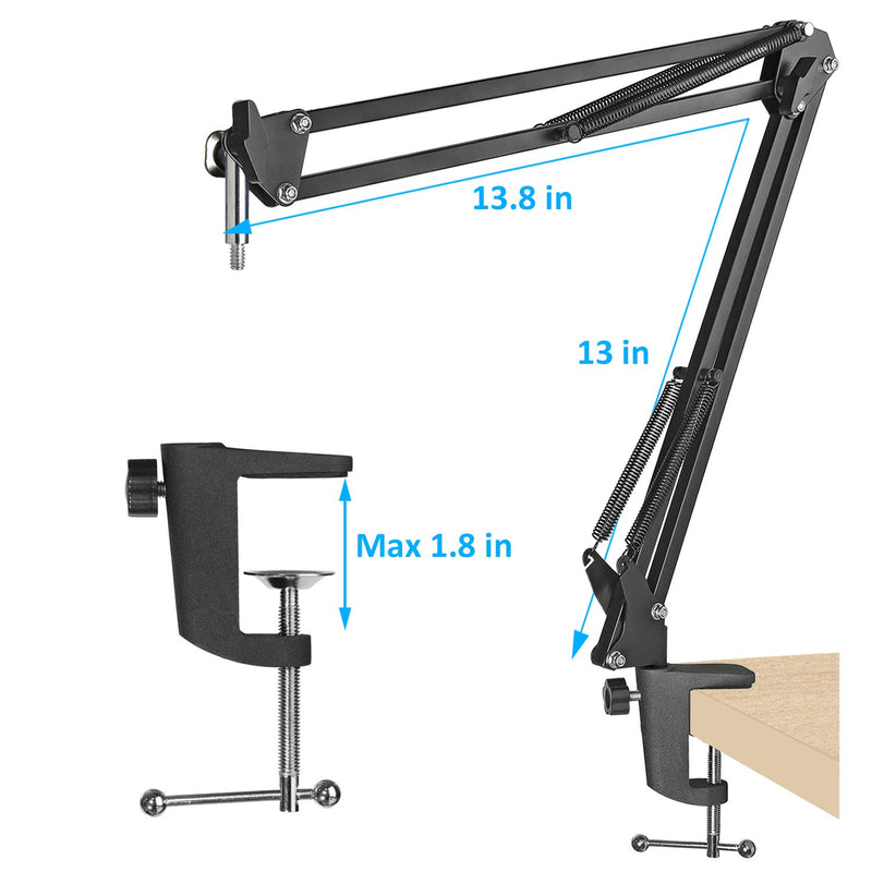 Fifine K669B Mic Boom Arm with Foam Windscreen, Suspension Boom Scissor Arm Stand with Pop Filter Cover for Fifine K669B Microphone by SUNMON Mic Stand and Pop Filter