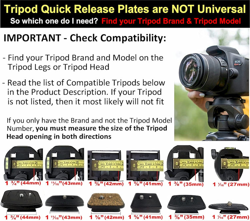 DaVoice 42mm Tripod Quick Release Plate Head Mounting Parts Replacement for Ambico V-0554, Promaster 6100 6160 7100 FW29T, Vivitar V3000 Hakuba S-4500 S-6000 Velbon Sherpa 200R 800R Tripod Mount 1 5/8