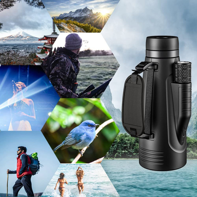 QWITT 12x55 Monocular Telescope for Adults High Powered,Monocular for Smartphone,Monoscope,Handheld，Compact，Bak4 Prism and Fmc Lens，for Hunting，Bird Watching，Wildlife，Hiking，Travel