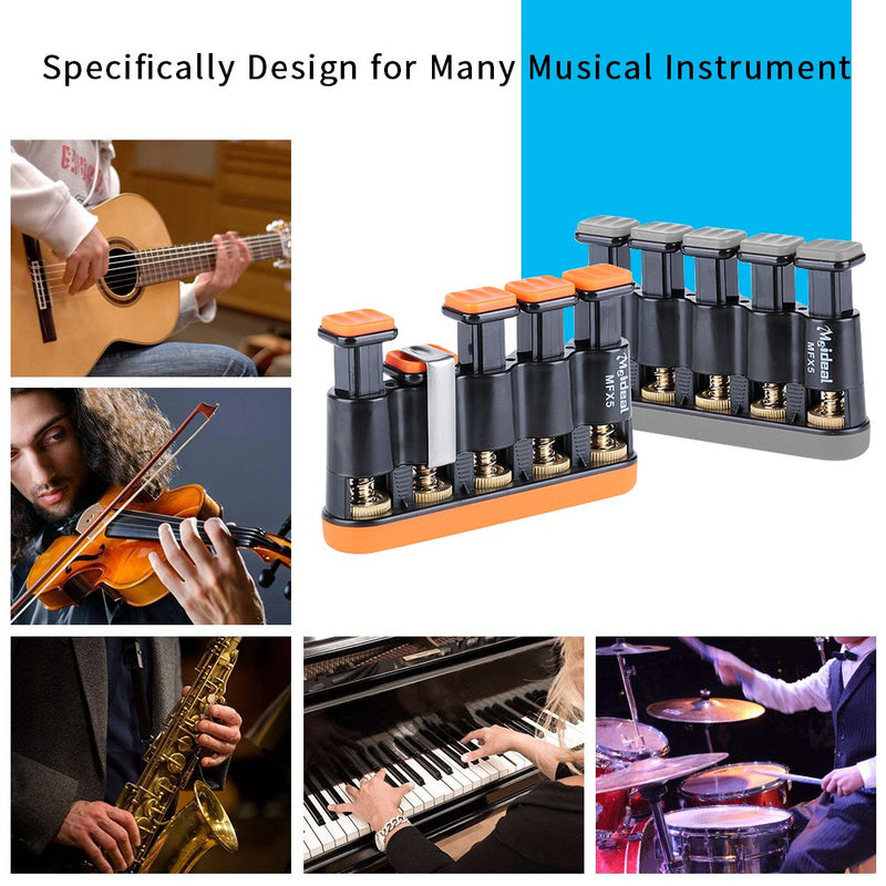 Guitar Finger Exerciser, Hand Strengthener Trainer Tension Exerciser Grip Musical Instrument Accessory for Piano Guitar (Gray)