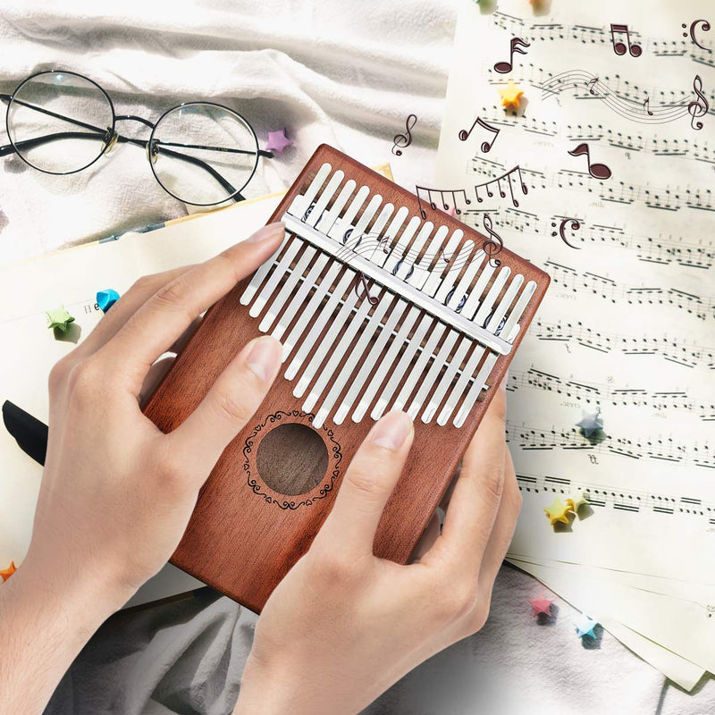 Thumb Piano Finger Piano 17 Key Kalimba Pocket Thumb Piano Mahogany Body, Finger Percussion Keyboard with Instruction and Tune Hammer, for Beginners and Advanced Players