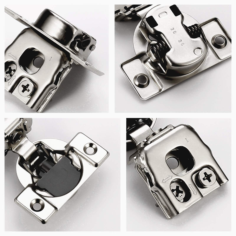 FURNIWARE 10 Pieces Soft Closing Cabinet Hinges, 1 inch Overlay Cabinet Hardware Hinges Nickel Plated- 105 Degree 10 Pack
