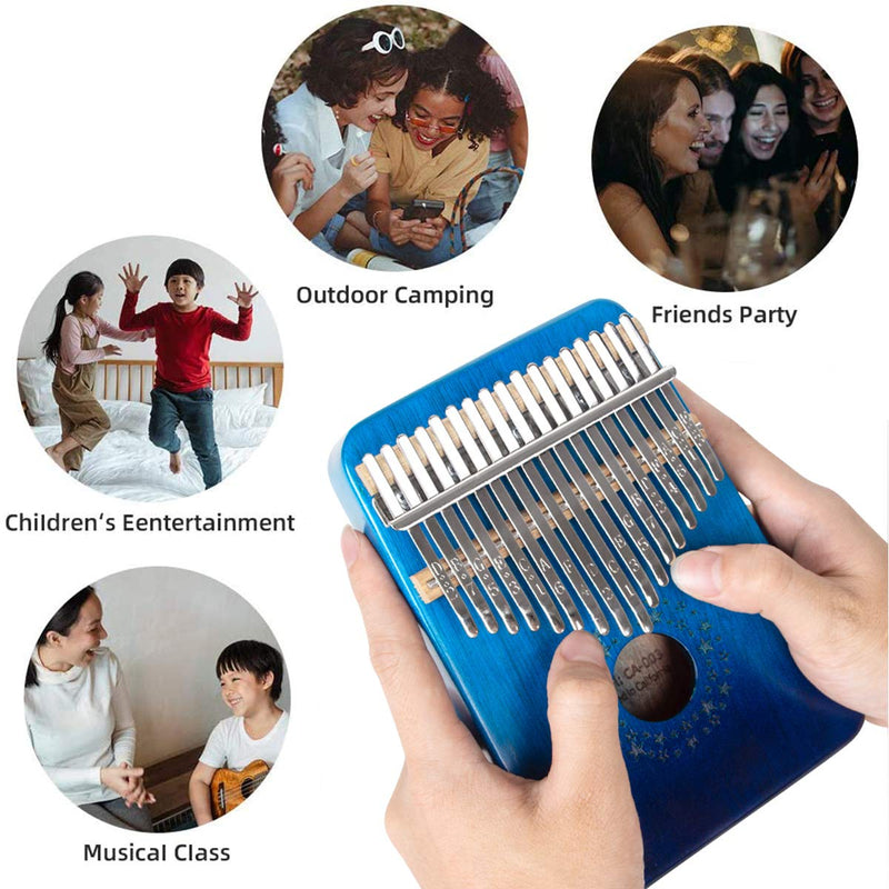 Kalimba 17 Keys Thumb Piano Musical Instrument Gradient Blue Star Sky, Mbira Hand Piano Gifts for Kids and Adults Beginners