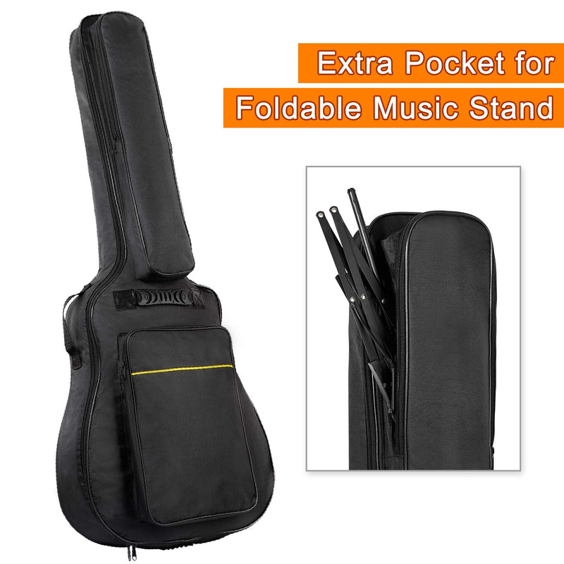 CAHAYA 40 41 Inch Acoustic Guitar Bag 0.3 Inch Thick Padding Waterproof Guitar Case Gig Bag with Back Hanger Loop and Music Stand Pocket cal-guitar-bags-and-cases