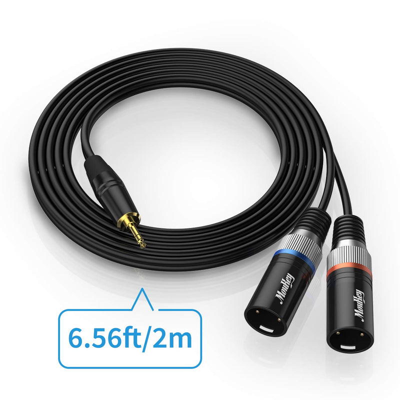 [AUSTRALIA] - Moukey 3.5mm TRS to Dual XLR Male Stereo Cable, 1/8 inch Mini Jack to 2 XLR Male Y Splitter Adapter Cord, 6.56 Feet 