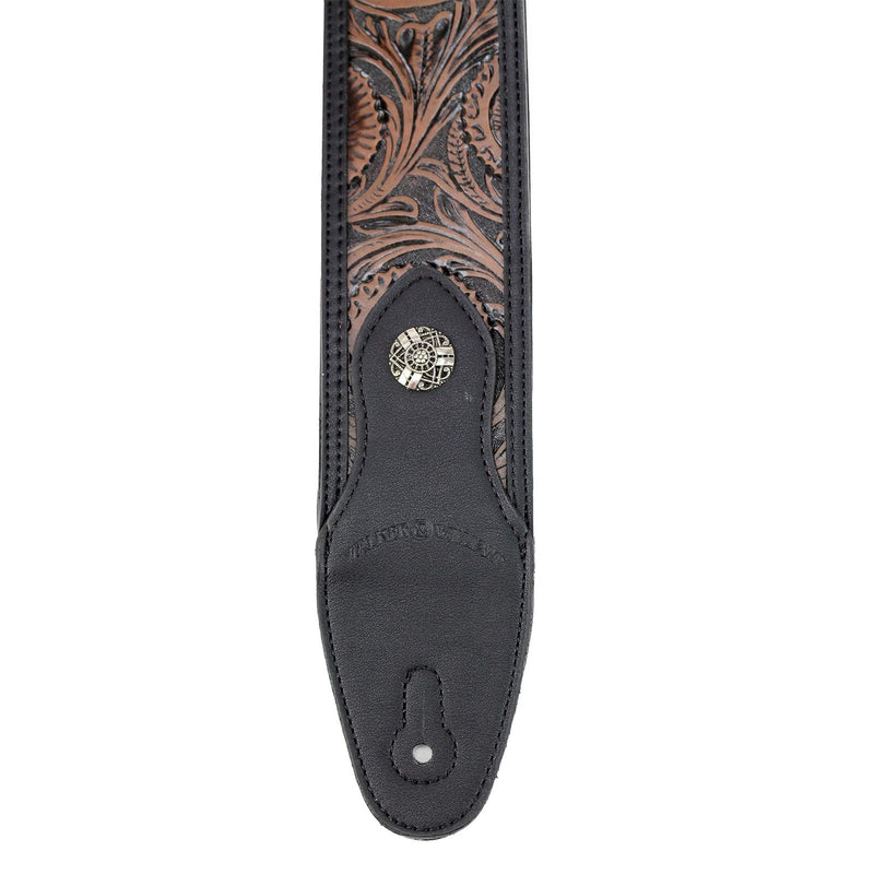 Walker & Williams GN-24 Black & Brown Tooled Strap with Padded Glove Leather Back