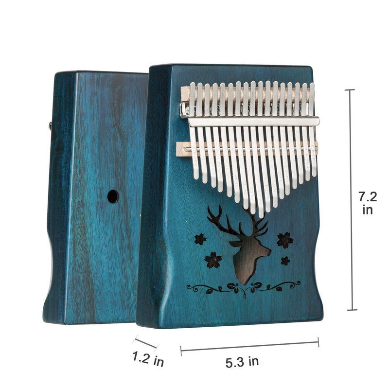 Kalimba 17 Keys Thumb Piano,Portable Mbira Finger Piano Gifts for Kids and Adults Beginners, Tuning Hammer and Study Instruction. (Blue) Blue