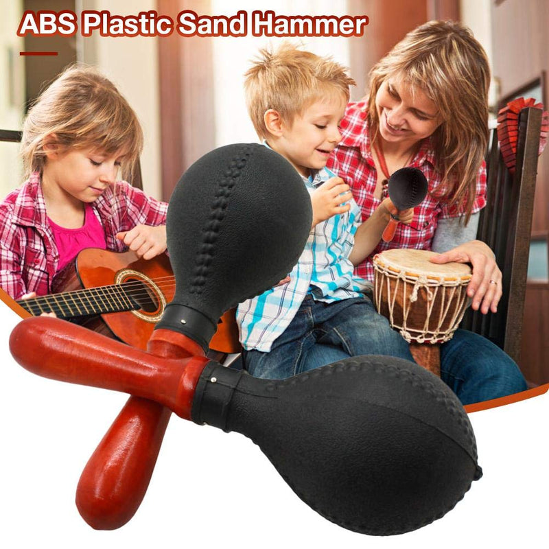 Percussion Maracas Shakers Rattles Sand Hammer Percussion Instrument with ABS Plastic Shells and Wooden Handles for Live Performances and Recording Sessions (Black) Black