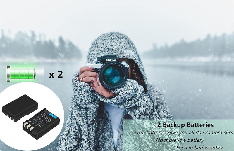 COOLSHOW EN-EL9 Battery 2 Pack and Dual EN-EL9A Dual Battery Charger Compatible with Nikon D3000 D5000 D40 D40x D60 Digital SLR Cameras