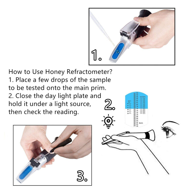 HunterBee Honey Maple Syrup brix Refractometer /58-90 brix 10-33 Moisture Meter/Homebrew Sucrose Brewing Sugar aichose Hydrometer/Beekeeping Supply ATC