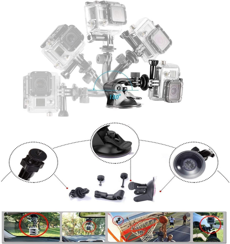VVHOOY Action Camera Accessory Bundle Kit Compatible with Gopro Hero 9 8 7 6 5 Session/Dragon Touch 4k/AKASO EK7000/Brave 4/V50 Elite/V50X/Remali Capture Cam