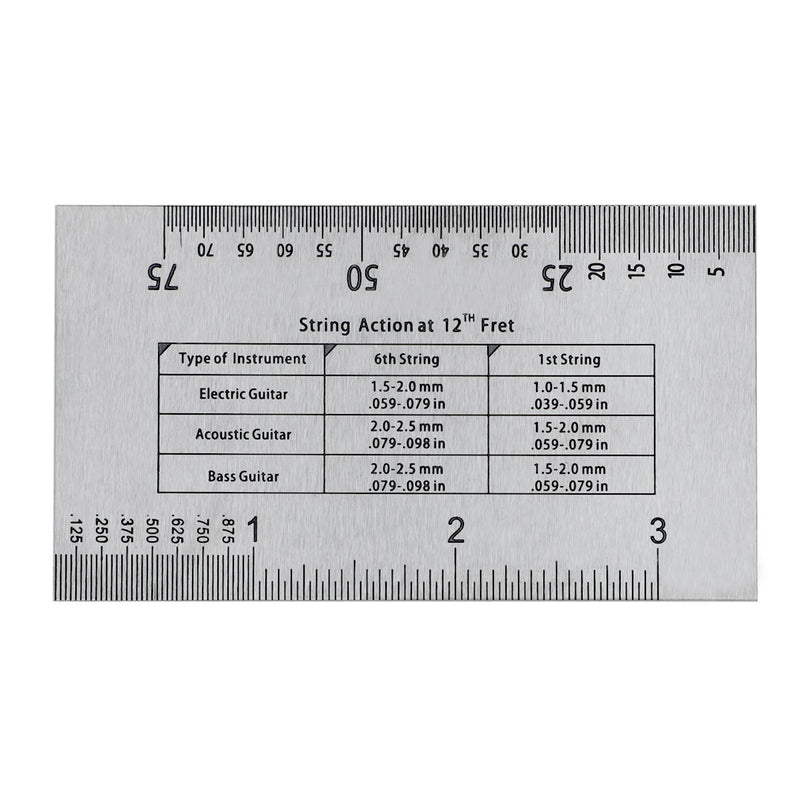 Simtyso Guitar String Action Ruler Gauge Tool Measuring Kit for Electric Bass and Acoustic Guitar