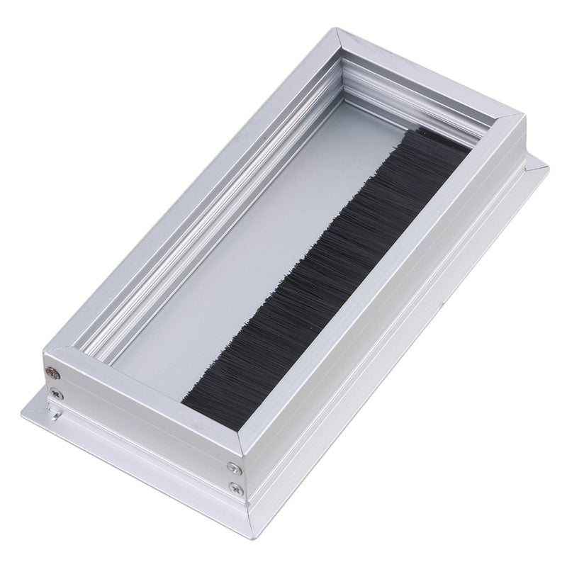 RDEXP 16x8x3cm Silver Aluminum Alloy Table Desk Rectangle Wire Cable Grommet Hole Cover Outlet Port Set of 2