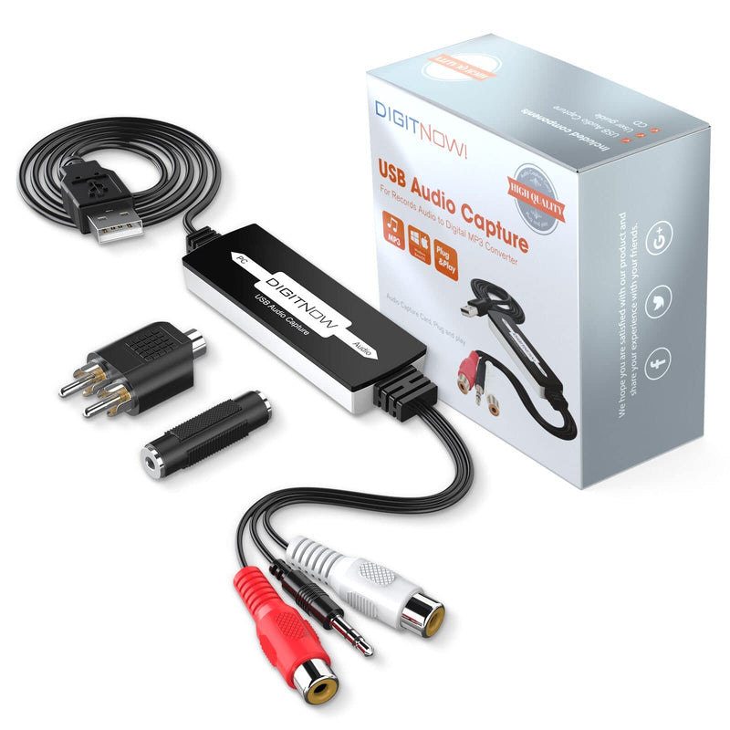 DIGITNOW! USB 2.0 Digital Audio Capture Card for Vinyl Records Win7/8/10and Mac OS,Audio Grabber for Cassette Tapes to mp3 Converter