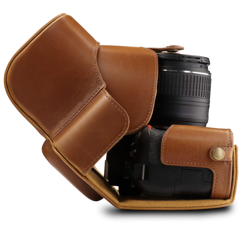 [AUSTRALIA] - Megagear MG1537 Nikon D3500 Ever Ready Leather Camera Case and Strap - Light Brown Compact 