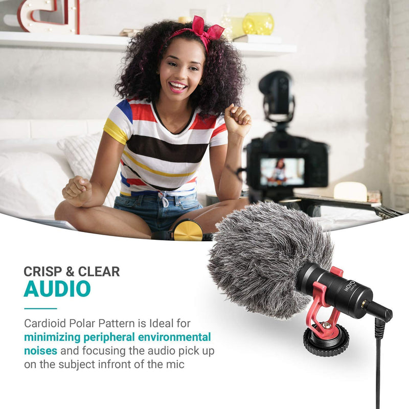 Movo VXR10 Universal Video Microphone with Lightning Dongle Adapter - Includes Shock Mount, Deadcat Windscreen, Case - Compatible with iPhone 12, 11, 11 Pro, XS, XR, X, 8, 7, 6S, 6, 5S, iPad and More