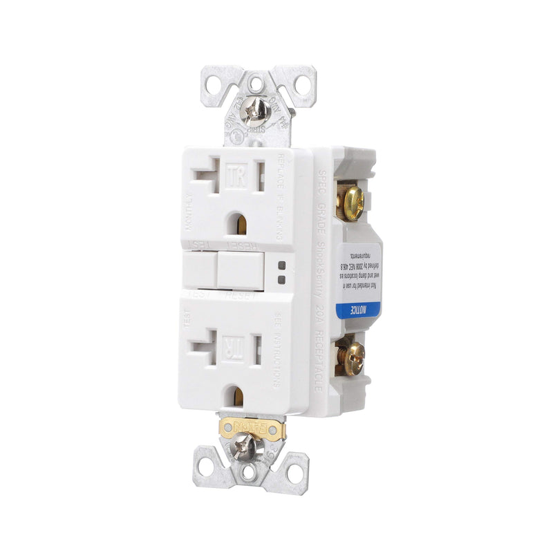 Eaton TRSGF20W Wiring GFCI Self-Test 20A -125V Tamper Resistant Duplex Receptacle with Standard Size Wallplate, White