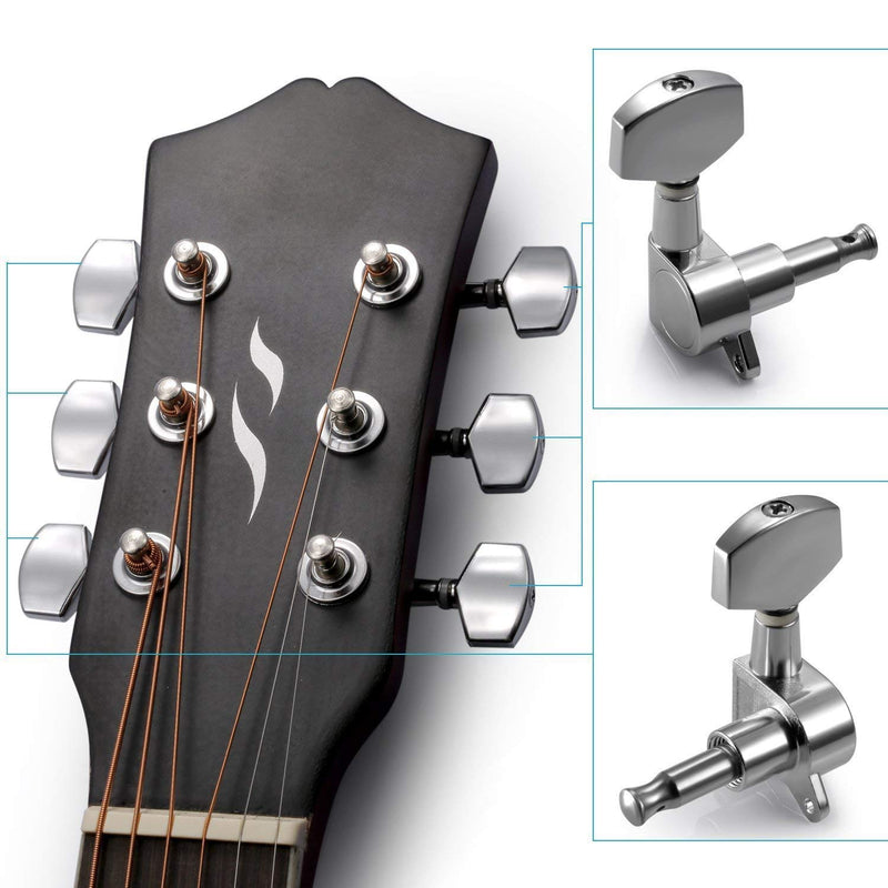 Hooshion 3L 3R 6pcs Chrom Guitar String Tuning Pegs Tuners Machine Heads Guitar Parts