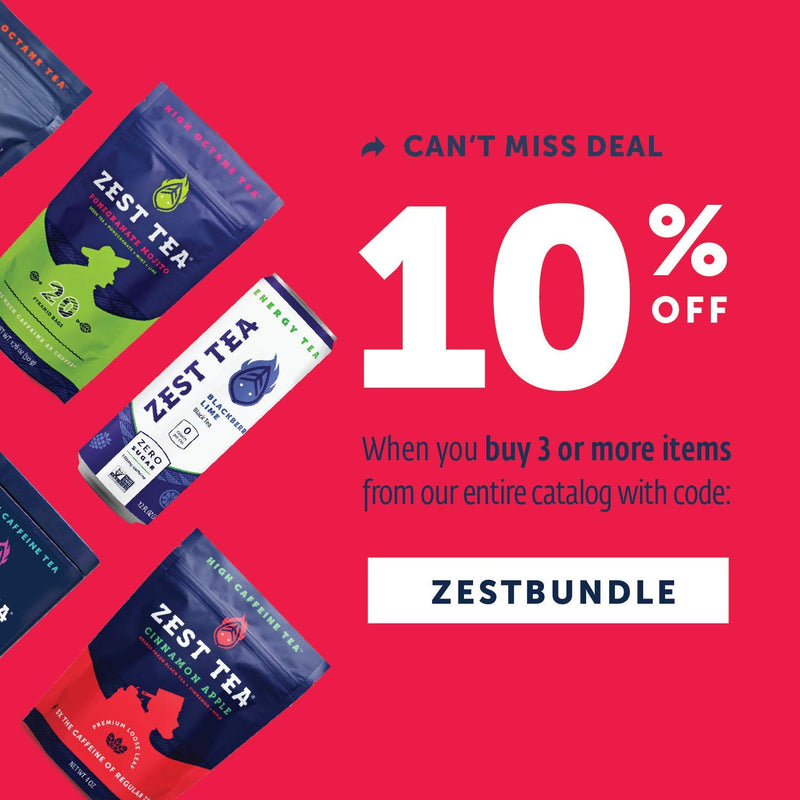 Zest Tea Energy Hot Tea, High Caffeine Blend Natural & Healthy Coffee Substitute, Perfect for Keto, 20 servings (150mg Caffeine each), Compostable Teabags (No Plastic), Cinnamon Apple Black Tea Apple Cinnamon Black Tea