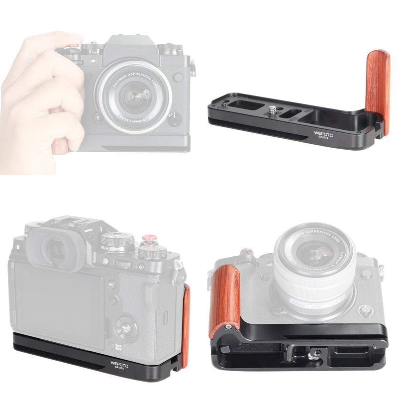 WEPOTO XT4-B Hand Grip Quick Release Plate L Bracket QR Plate Compatible with Fujifilm X-T4 Camera -Aluminium Ebony