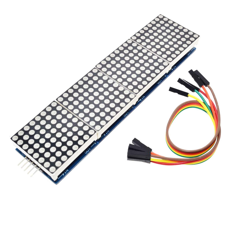 ALAMSCN MAX7219 Dot Matrix Module 32x8 4 in 1 LED Display Modules for Arduino Raspberry Pi Microcontroller with 5Pin Wires Red (Pack of 2)