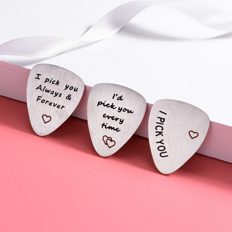 Pack Of 3 Guitar Picks I Pick You Gift For Husband Wife Boyfriend Girlfriend Gift For Love