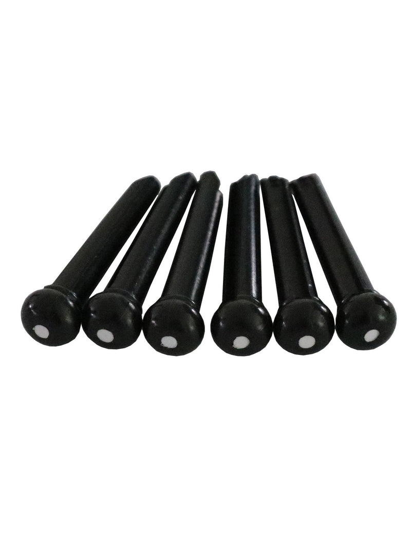 Metallor Acoustic Guitar Bridge Pins String Peg Guitar Parts Replacement Pack of 6 Pieces Black with White Dot.