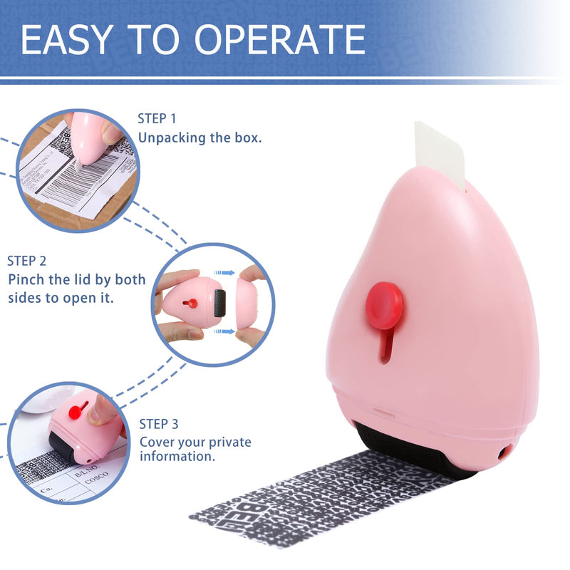 Belioncry Identity Theft Protection Roller Stamp 2.0 Generation with Ceramic Box Opener ID Police Block Address and Protect Your Privacy Information Self-Inking Roller Stamp Black Normal+3 Refills