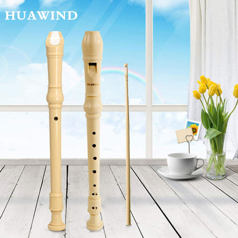 HUAWIND Soprano Descant Recorder German Style Key of C 8 Hole Instrument for Kids With Cleaning Rod Carrying Bag School Student Music Instruments (2 Pack) 2 PCS