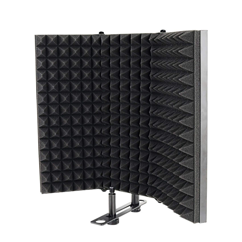 HEXIN Microphone Isolation Shield,3 Foldable Absorbing Foam Reflector Folding Panel, Flexible & Durable, Sound Absorbing Foam Reflector for Any Condenser Microphone Recording Equipment (black) black