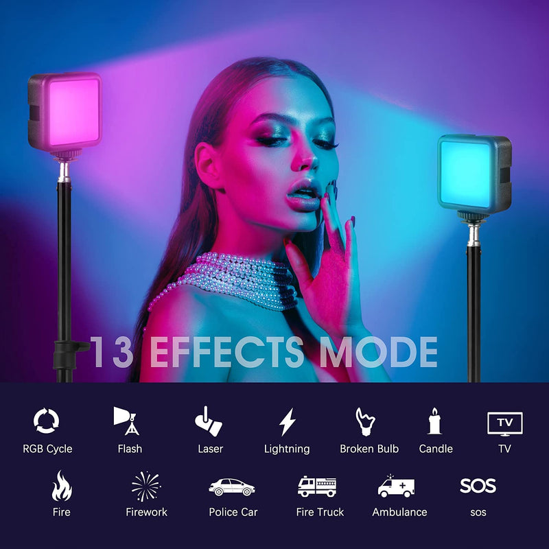 [AUSTRALIA] - RGB Video Lights, LED Camera Light Mini Rechargeable Soft Light Panel 360° Full Color Portable Photography Lighting w 3 Cold Shoe,Dimmable Panel Lamp for DJI OSMO Sony DSLR Canon Nikon Camera Vlogging 