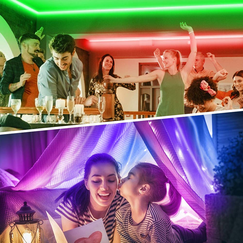 [AUSTRALIA] - LED Strip Lights Music Sync Color Changing RGB LED Light Strip 16.4ft SMD5050 Waterproof 20-Key Remote + Sensitive Built-in Mic Led Lights for Bedroom Room Party 16.4 FT 