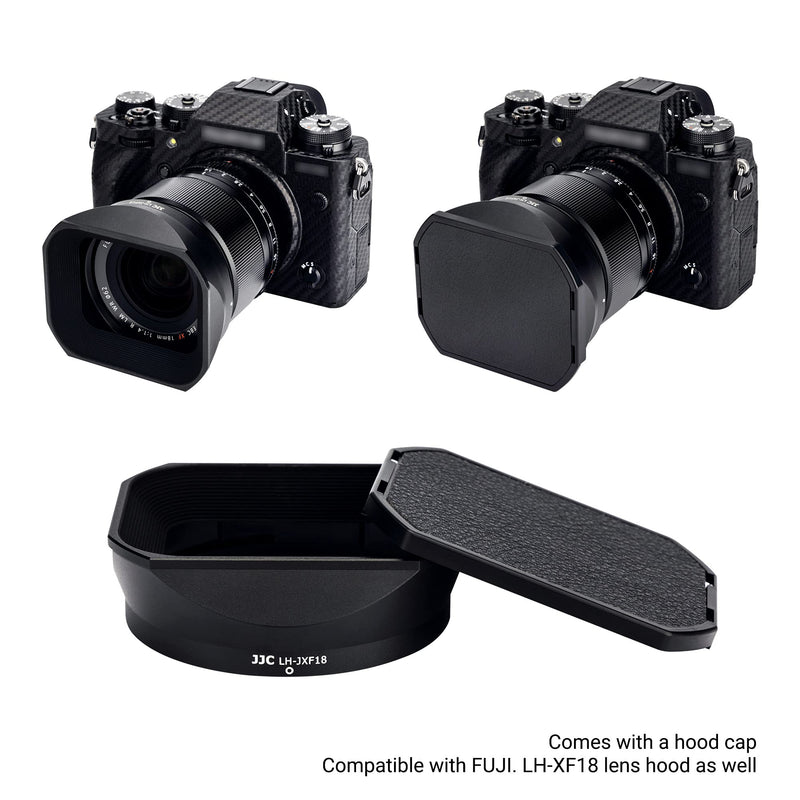 [AUSTRALIA] - JJC Metal Square Lens Hood for Fujifilm Fuji Fujinon XF 18mm f/1.4 R LM WR Lens Replaces Fujifilm LH-XF18 Lens Hood with a Hood Cap on Camera X-T4 X-T3 X-S10 X-T30 X-T20 For XF 18mm f/1.4 