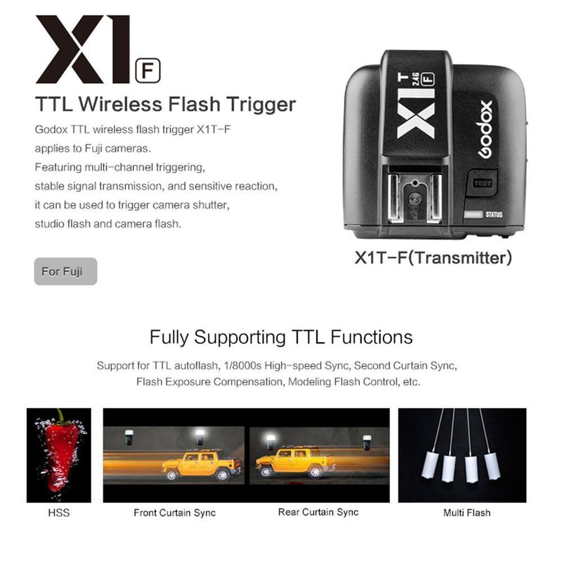 GODOX X1T-F TTL Strobe Trigger 1/8000s HSS 32 Channels 2.4G Wireless LCD Flash Trigger Transmitter for Fuji Fujifilm Cameras