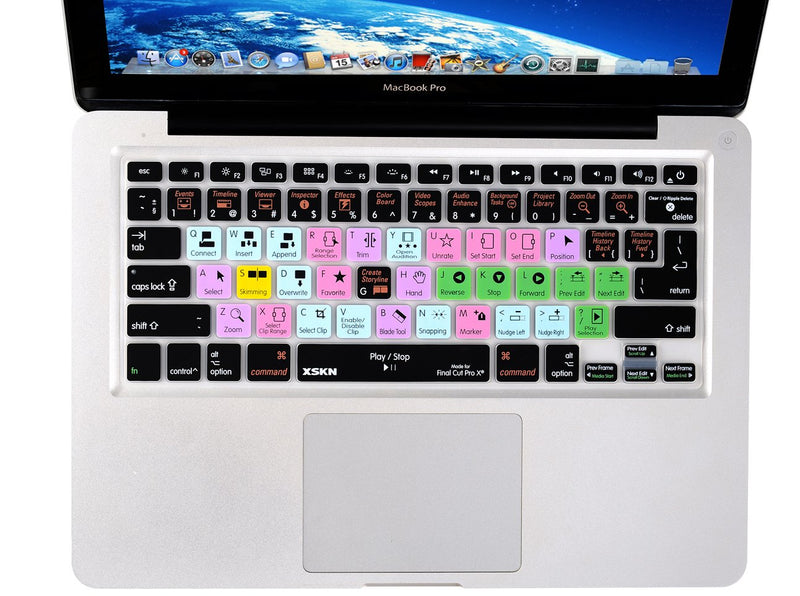 XSKN Final Cut Pro X Shortcut Silicone Keyboard Protective Cover Skin Compatible for Apple MacBook Air 13, Pro 13 15 17 Inch (2015 Version and Earlier), US & EU Layout