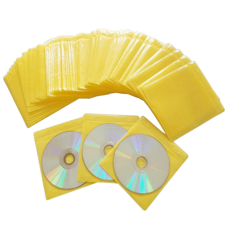 [AUSTRALIA] - HAPLIVES CD/DVD/BluRay Sleeves,Double-Sided Refill Plastic Sleeve for CD and DVD Storage Binders,100 Pack (Yellow) Yellow 