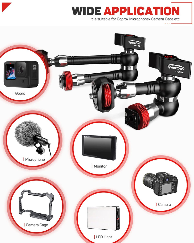 IFOOTAGE 5.5 Inches Magic Arm, Variable Friction Magic Arm Compatible with DSLR Camera Rig/LCD/DV Monitor/LED Lights/Flash Light/Microphone - LT2-3.5 d - 5.5'' Magic Arm