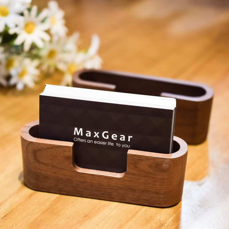 MaxGear Business Card Holder Wood Business Card Holder for Desk Business Card Display Holder Desktop Business Card Stand for Office,Tabletop - Oval 2 Pack Oval - 2 Pack