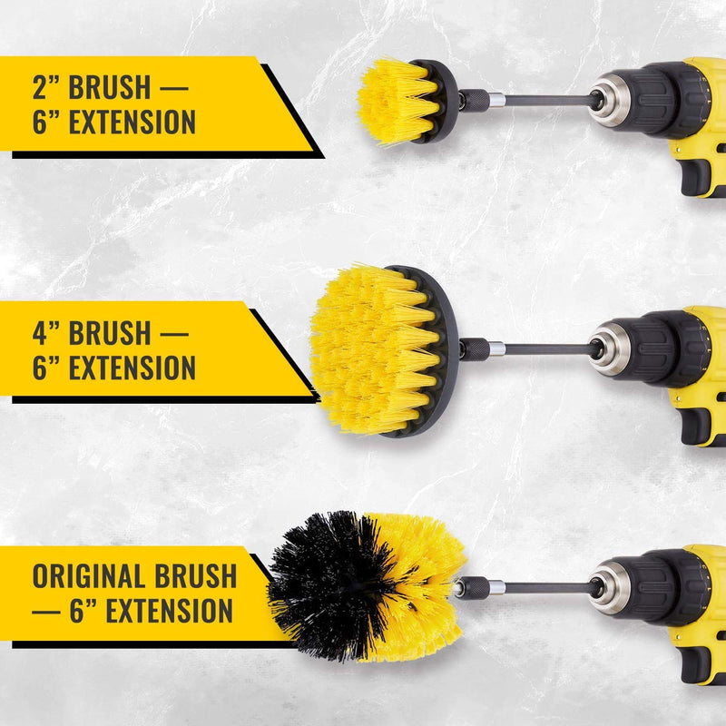 YIHATA 4 Pack Drill Brush Attachments Set, Multi-Purpose Power Scrubber Cleaning Brush Cleaning Brush Extended Long Attachment Kit, for Grout, Floor, Tub, Shower, Tile, Bathroom and Kitchen Surface