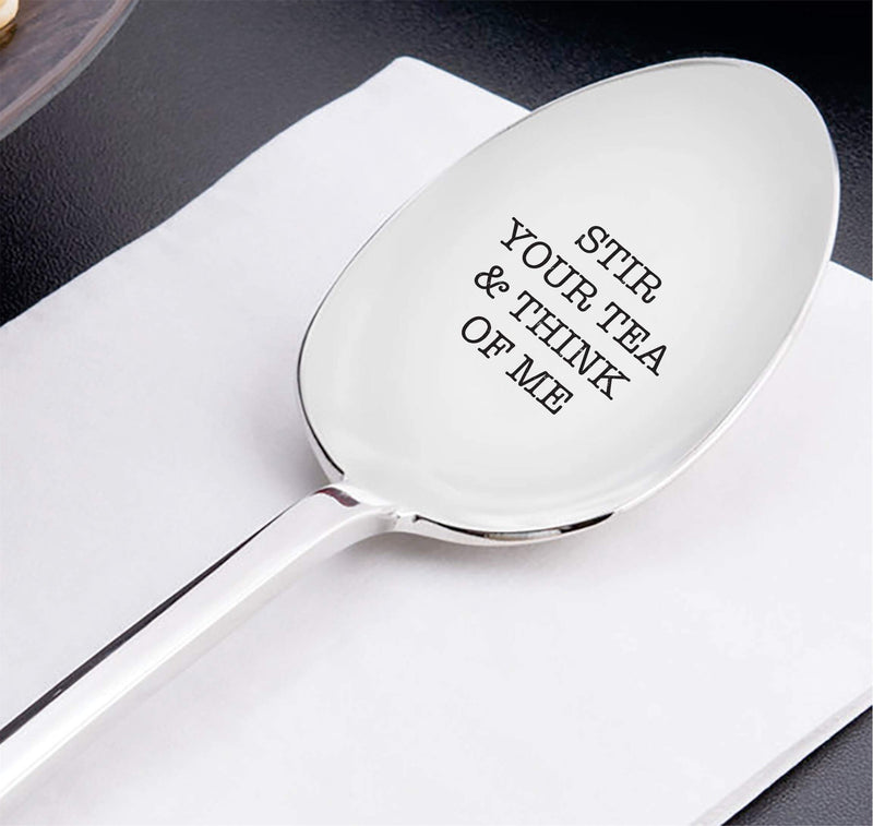 Stir Your Tea & Think of Me Long Distance Gift Valentine gift Best Selling Item Coffee Lover Gift Customized Spoon