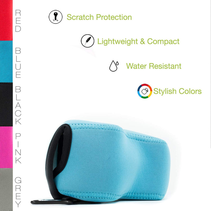 MegaGear Panasonic Lumix DC-FZ80, FZ82, DC-FZ70, FZ72 Ultra Light Neoprene Camera Case, with Carabiner - Blue - MG1167