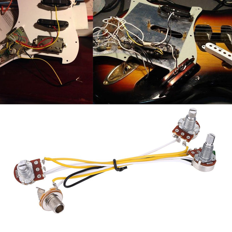 Guitar Wiring Hareness Kits, Electric Guitar Wiring Harness Kit Replacement Guitar Wiring Hareness 500K Pots Control Knobs 3-Way Switch with Jack Wiring Harness Kit for JB Electirc Guitar Bass