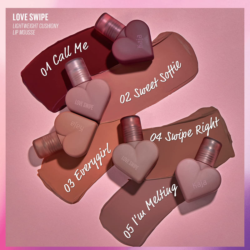KAJA LOVE SWIPE | Velvety, Air-whipped Lip Mousse with Velvet Finish | Easily Buildable and Blendable | 01 Call Me | Formulated Without Parabens and Phthalates | K-beauty, Vegan, Cruelty-Free