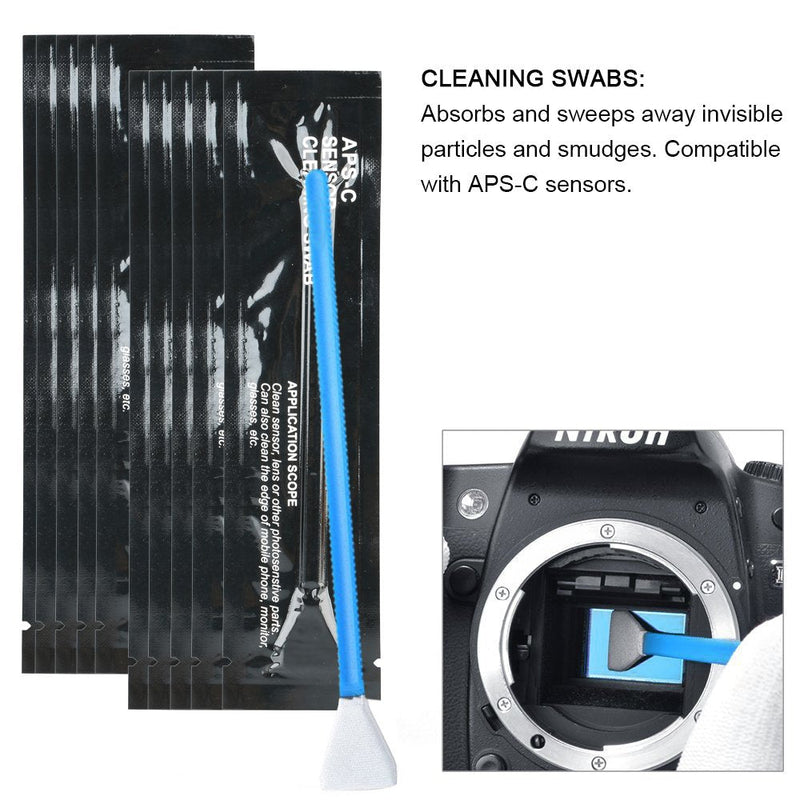 Mouriv Professional Deluxe DSLR Camera Cleaning Kit with10 APS-C Cleaning Swabs, Sensor Cleaning Fluid, Rocket Air Blower, Lens Cleaning Pen, Soft Brush, 2X Small & 2X Large Microfiber Cloths Standard Bundle
