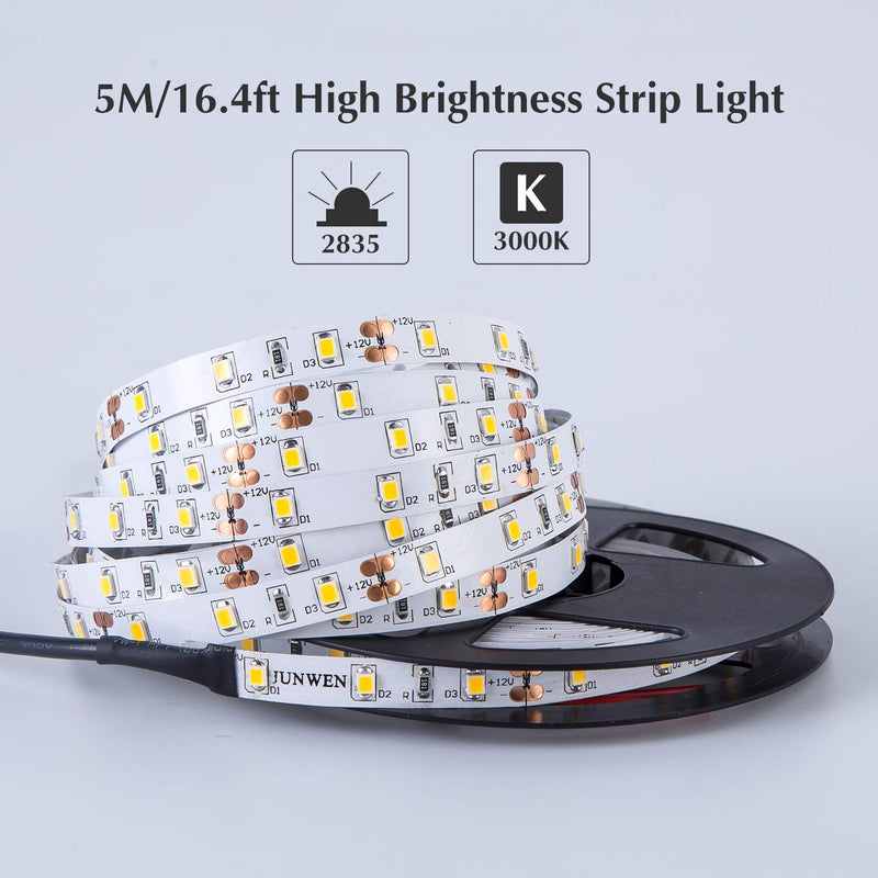[AUSTRALIA] - GuoTonG Dimmable Waterproof LED Light Strip Kit with UL Listed Power Supply, 180 Units SMD 2835 LEDs, 3000K Warm White 12V LED Tape, Led Ribbon, 9.8ft/3m Lighting Strips 