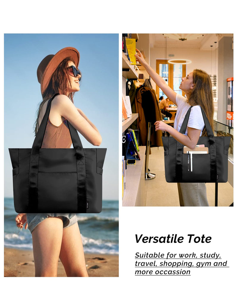 Prite Tote Bag for Women Weekender Bag with Laptop Compartment for Work Nurse School Travel Gym Black