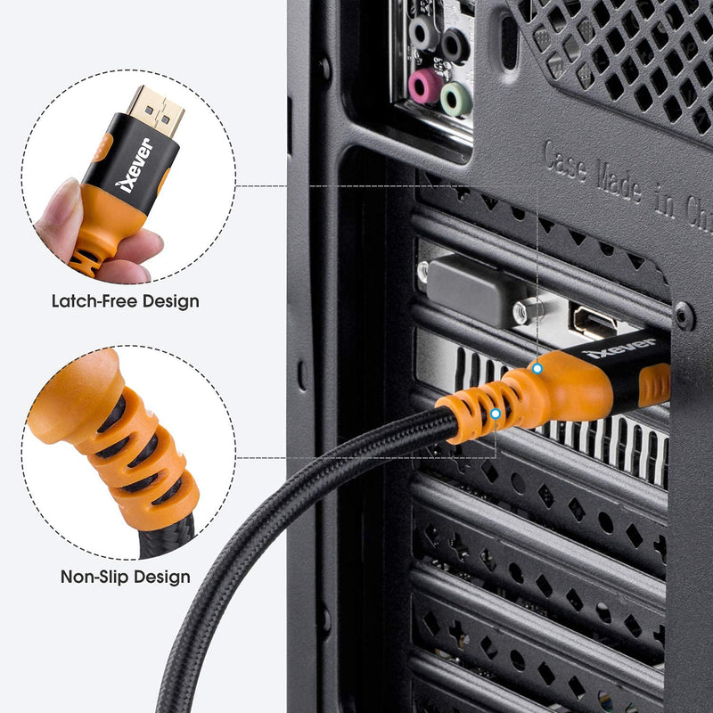 8k DisplayPort Cable [16FT/5M], IXEVER 1.4 DisplayPort to DisplayPort Nylon Braided Cable Long Support [4K@144Hz, 8K@60Hz] 32.4Gbps HBR3 HDR10 HDCP 2.2 for Monitor, TV, Project 16FT