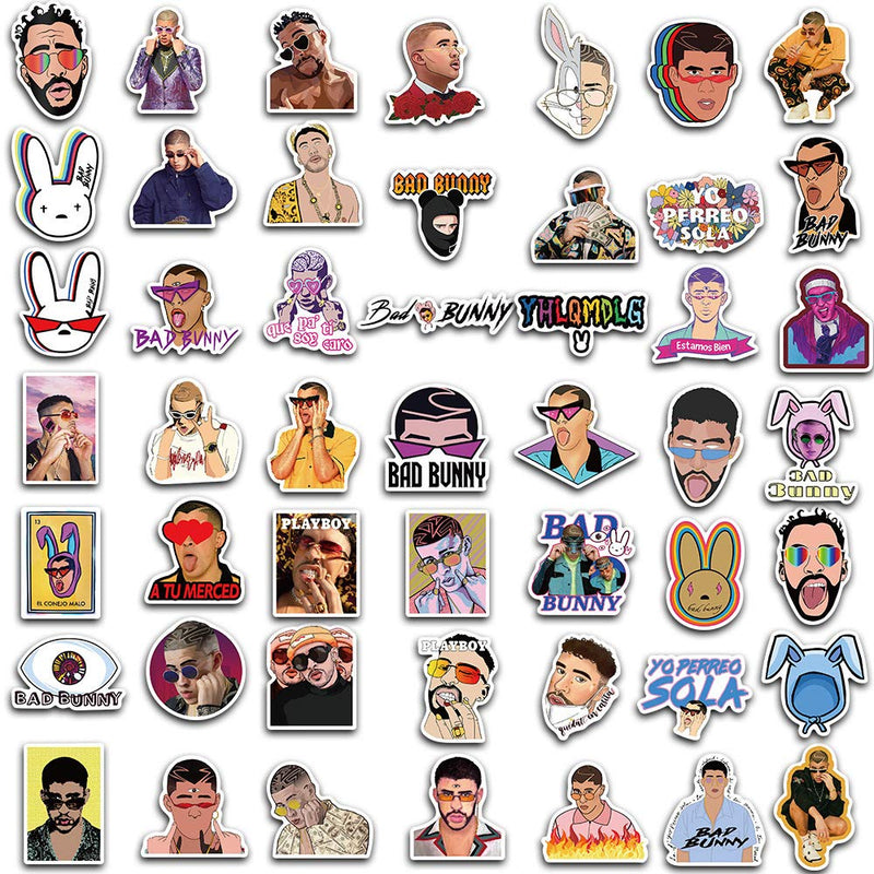 Bad Bunny Stickers,180 Pcs Larger Vinyl Waterproof Stickers for Laptop,Bumper,Water Bottles,Computer,Phone,Hard hat,Car Stickers and Decals,Bad Bunny Stickers for Hydro